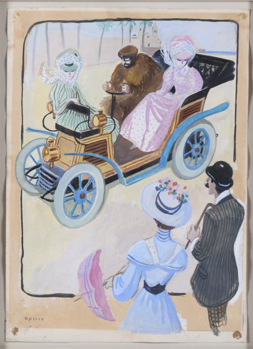 RICARD OPISSO (1880-1966). "CAR RIDE AROUND SITGES".