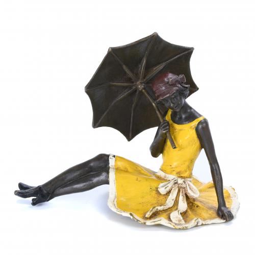 FRANZ XAVER BERGMANN, "NAM GREB" (1861-1936). "GIRL WITH AN UMBRELLA".