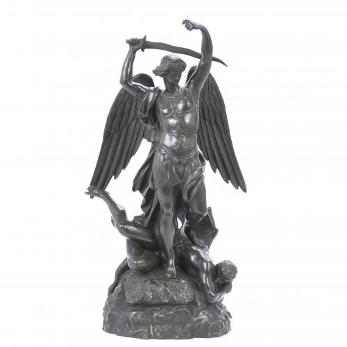 PROBABLY FRENCH SCHOOL, MID 20TH CENTURY. "SAINT MICHAEL THE ARCHANGEL AGAINST THE DEVIL".