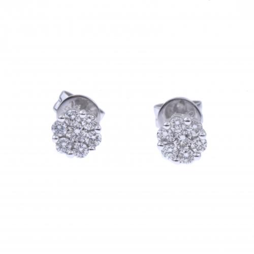 PENDIENTES ROSETONES EN ORO BLANCO Y DIAMANTES.