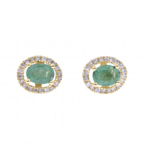 PENDIENTES EN ORO AMARILLO CON ESMERALDAS.