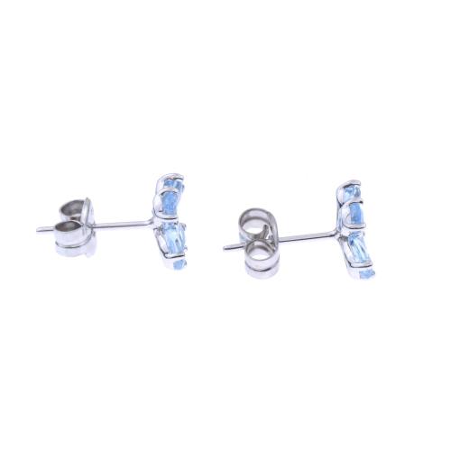 BLUE TOPAZ FLOWER EARRINGS.