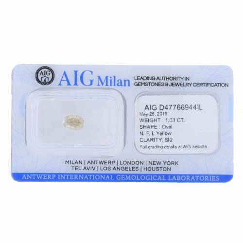 1.03 CT DIAMOND. YELLOW COLOUR.