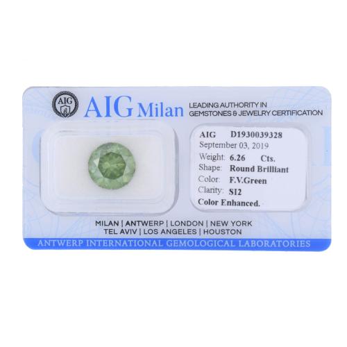 DIAMANTE 6,26 CT. COLOR FANCY VIVID GREEN.