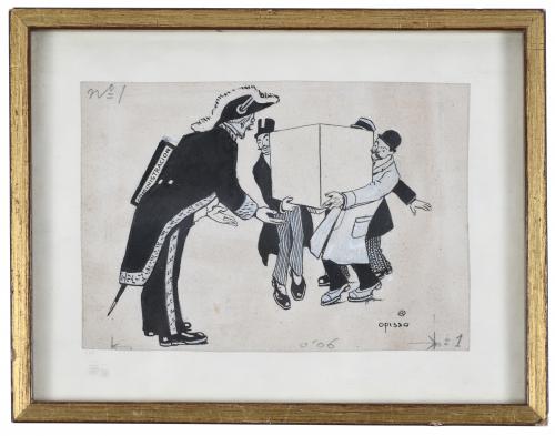 RICARD OPISSO (1880-1966). Satirical cartoon.