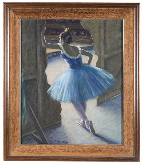 RAMON RIBAS RIUS (1903 - 1983). "BAILARINA ENTRE BAMBALINAS