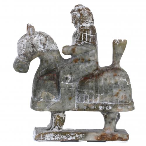 ESCUELA CHINA. SIGUIENDO MODELOS ARCAICOS. "GUERRERO A CABALLO". 