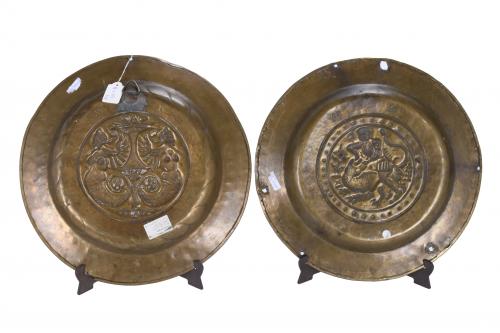 TWO GERMAN ALMS BOWLS, 15TH-17TH CENTURIES.