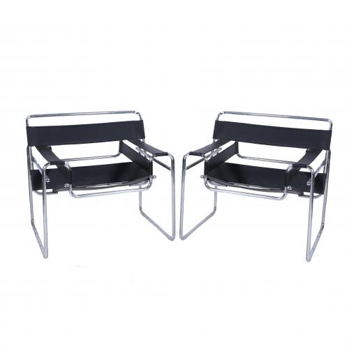 SIGUIENDO MODELOS DE  MARCEL BREUER & MARCEL BOUVIER. SILLA "WASSILY" O "MODELO B3", AÑOS 70-80.