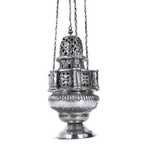 SPANISH SILVER CENSER, 18TH CENTURY.