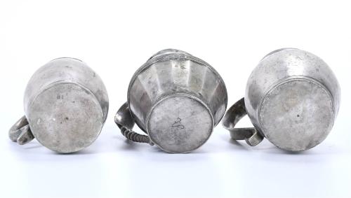 THREE SILVER SMALL JUGS, PROBABLY PERUVIAN, 19TH CENTURY.