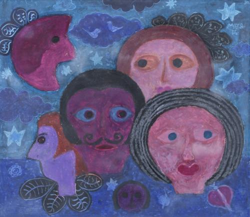 TOMÁS MECA VIVES (1919-1979). "FOUR CHARACTERS AND THE MOON", 1976.