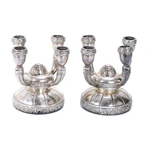 ROCA JEWELLER&#39;S. PAIR OF SILVER CANDELABRA FROM BARCELONA, 