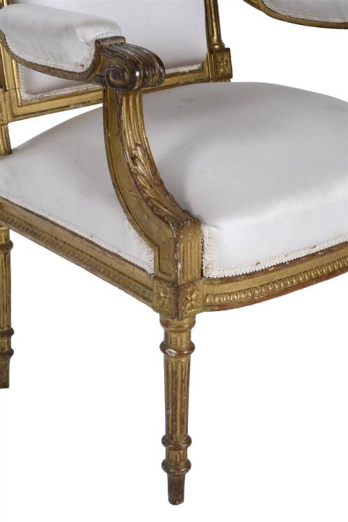 SILLÓN FRANCÉS ESTILO LUIS XVI, SEGUNDA MITAD SIGLO XIX.