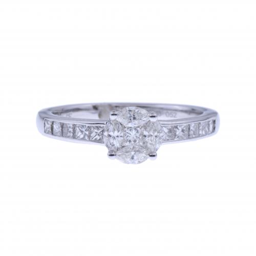 SORTIJA ROSETÓN CON DIAMANTES.