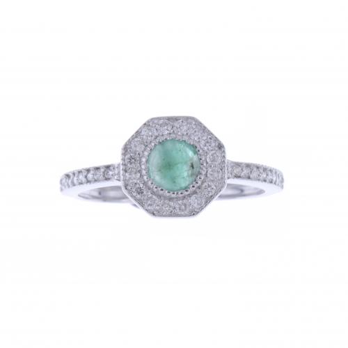 SORTIJA CON DIAMANTES Y ESMERALDA.