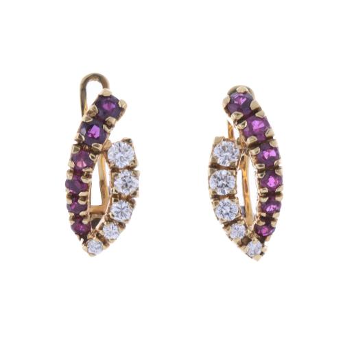 EARRINGS WITH DIAMONDS AND RUBIES.