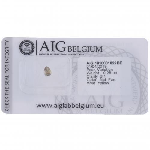 DIAMANTE  0,28 CT. NATURAL FANCY VIVID YELLOW SI1.