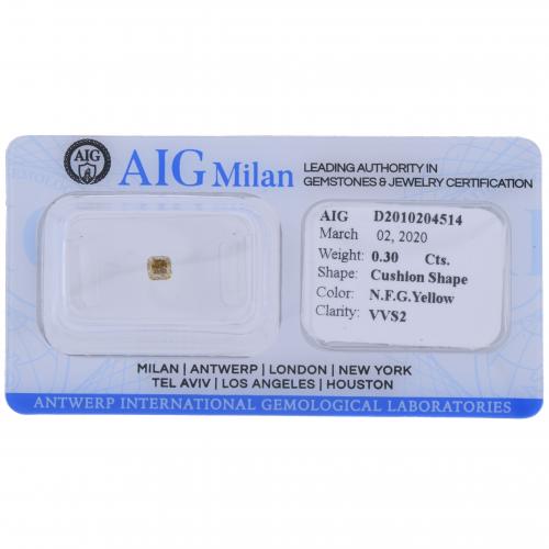 DIAMANTE  0,30 CT. NATURAL FANCY GREEN-YELLOW VVS2.