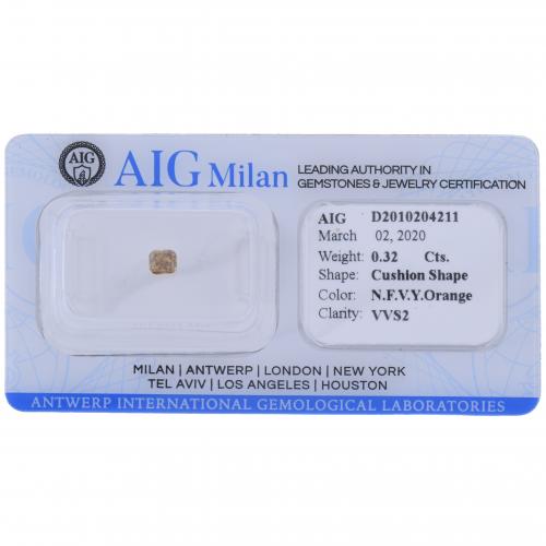 DIAMANTE 0,32 CT. NATURAL FANCY VIVID YELLOWISH ORANGE VVS2