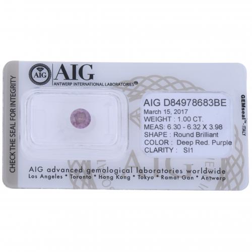 DIAMANTE 1,00 CT. DEEP RED PURPLE SI1.
