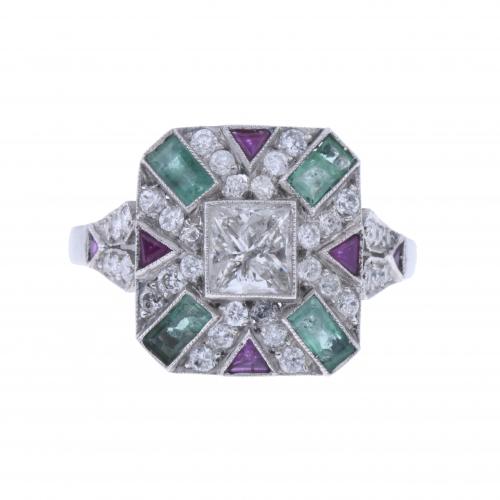 SORTIJA ESTILO ART DÉCO CON DIAMANTES.