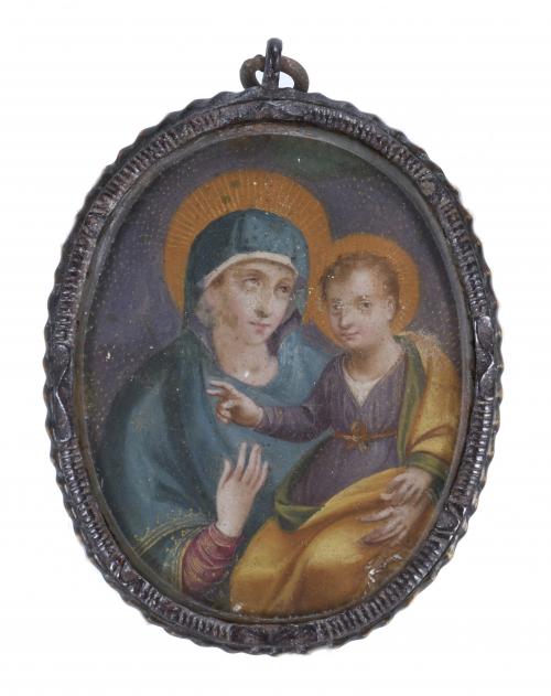 19TH-20TH CENTURY SPANISH SCHOOL. "MADONNA WITH CHILD" AND 