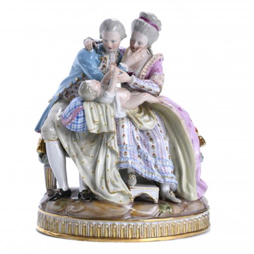 "FAMILY", GERMAN MEISSEN FIGURAL GROUP, 19TH CENTURY - FIRS