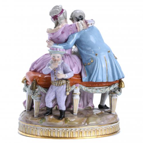 "FAMILY", GERMAN MEISSEN FIGURAL GROUP, 19TH CENTURY - FIRS