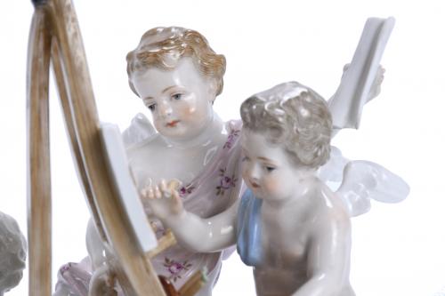 "CUPIDS PAINTING", GERMAN FIGURAL GROUP FROM MEISSEN, 19TH 