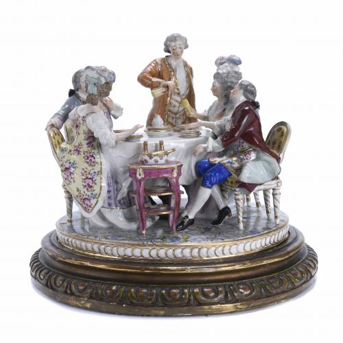 "GALLANTIC SCENE", FRENCH FIGURAL GROUP, FIRST HALF OF THE