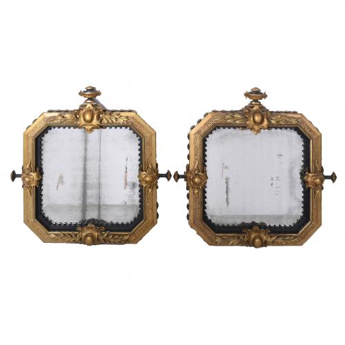 PAIR OF ALPHONSINE-STYLE WALL MIRRORS, LATE 19TH CENTURY-EARLY 20TH CENTURY.