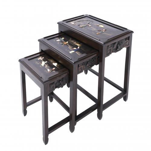 SET OF THREE CHINESE NESTING TABLES, SECOND HALF OF THE 20T