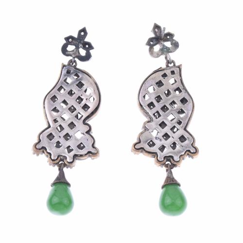 FANTASY EARRINGS WITH ZIRCONS AND NATURAL STONE.