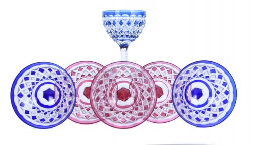 SET OF FIVE FRENCH BACCARAT CHAMPAGNE GOBLETS AND A GOBLET,