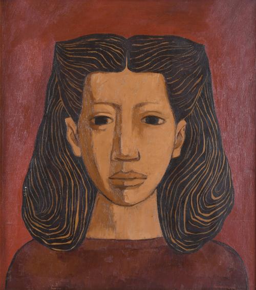 OSWALDO GUAYASAMIN (1919-1999). "CABEZA DE NIÑA", 1950.