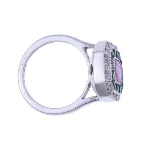 ART DECO RING WITH GEMSTONES.