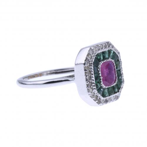 ART DECO RING WITH GEMSTONES.