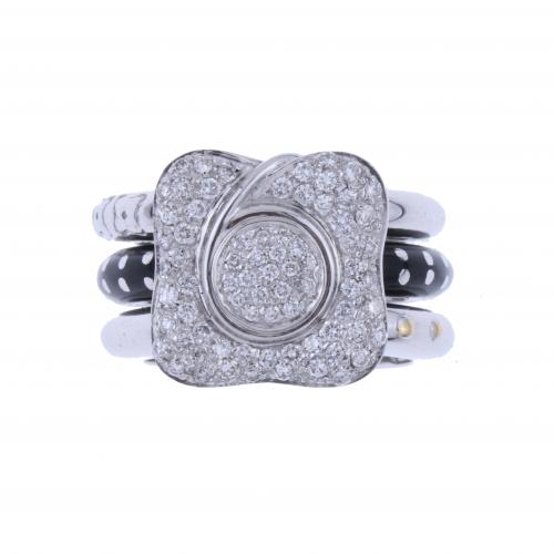 LA NOUVELLE BAGUE. SORTIJA TRÍPTICO CON DIAMANTES Y ÓNIX.