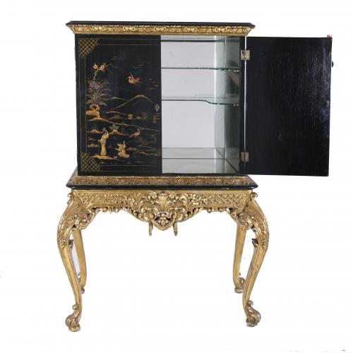 ENGLISH ORIENTAL-STYLE CABINET ON A CONSOLE, LATE 19TH CENT