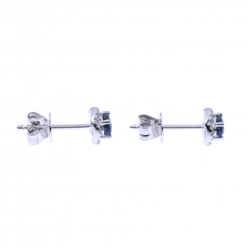 SAPPHIRE AND DIAMONDS ROSETTE EARRINGS.