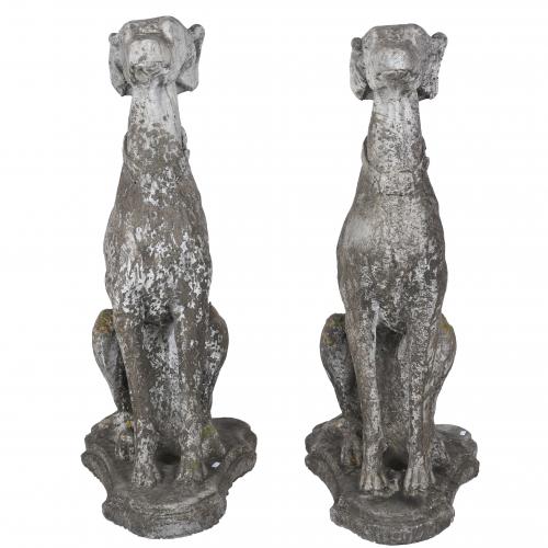 PAIR OF DECORATIVE SEATED GREYHOUNDS FOR GARDEN, 20TH CENTU