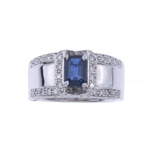 SORTIJA CON DIAMANTES Y ZAFIRO.