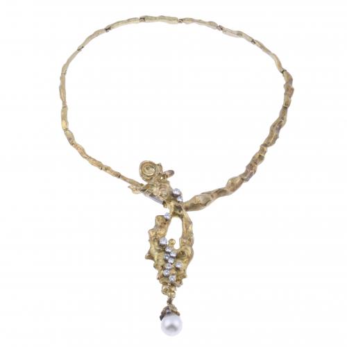 JOSEP MIRAS. JOYERÍA TIVOLI. COLLAR DE ORO CON PERLA AUSTRALIANA.