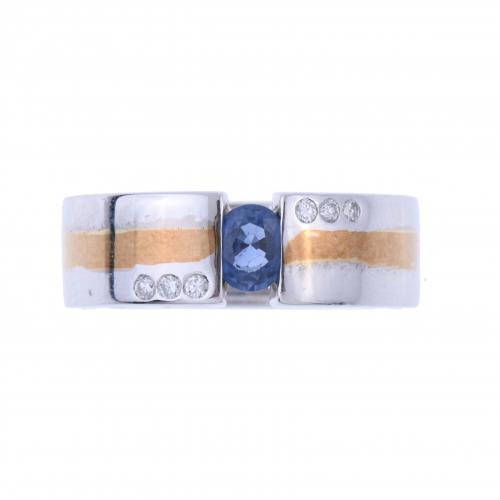 CANDAME. SORTIJA CON DIAMANTES Y ZAFIRO.