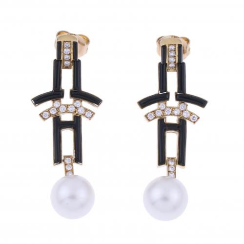 AMERICAN ART DECO STYLE LONG EARRINGS.