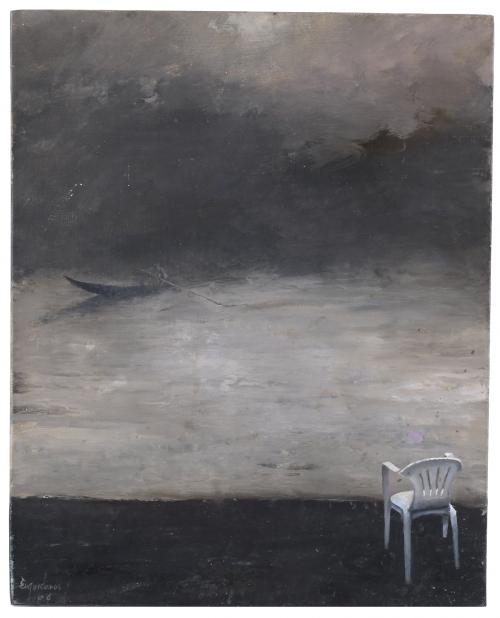 JOSÉ ENGUÍDANOS (1962). "SILLA DE PLÁSTICO, SIÉNTATE Y ESPERA AL MISTERIO", 2006.