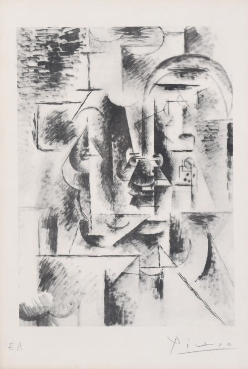 PABLO PICASSO (1881-1973). "MAN WITH A PIPE", 1946 (1911). 