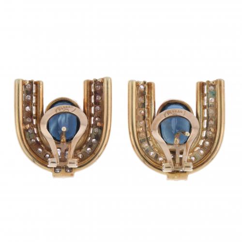 FERRAN CONTRERAS, JEWELLER. EARRINGS WITH DIAMONDS AND SAPP