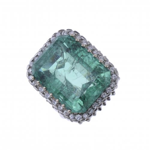 RING WITH A LARGE EMERALD.